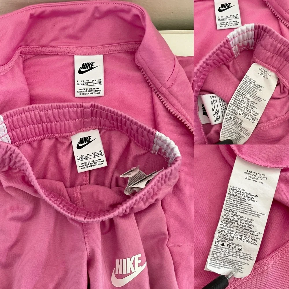 Nike Kids Pink Matching Set Zip Up Tracksuit with Logo Accents Girls 4 XS - Picture 6 of 14